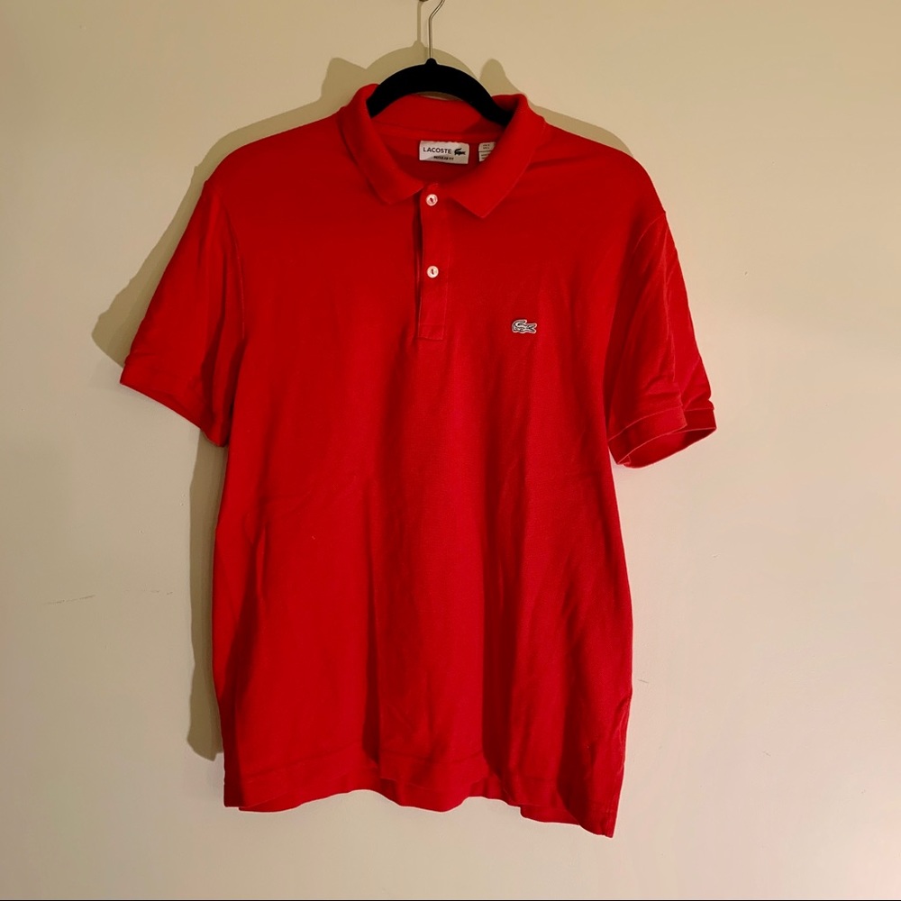 large men’s red Lacoste polo